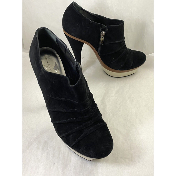 Barbara Bui Platform Pump Boot Bootie Black Platform Pleated Slim Heel Z… - Picture 8 of 12